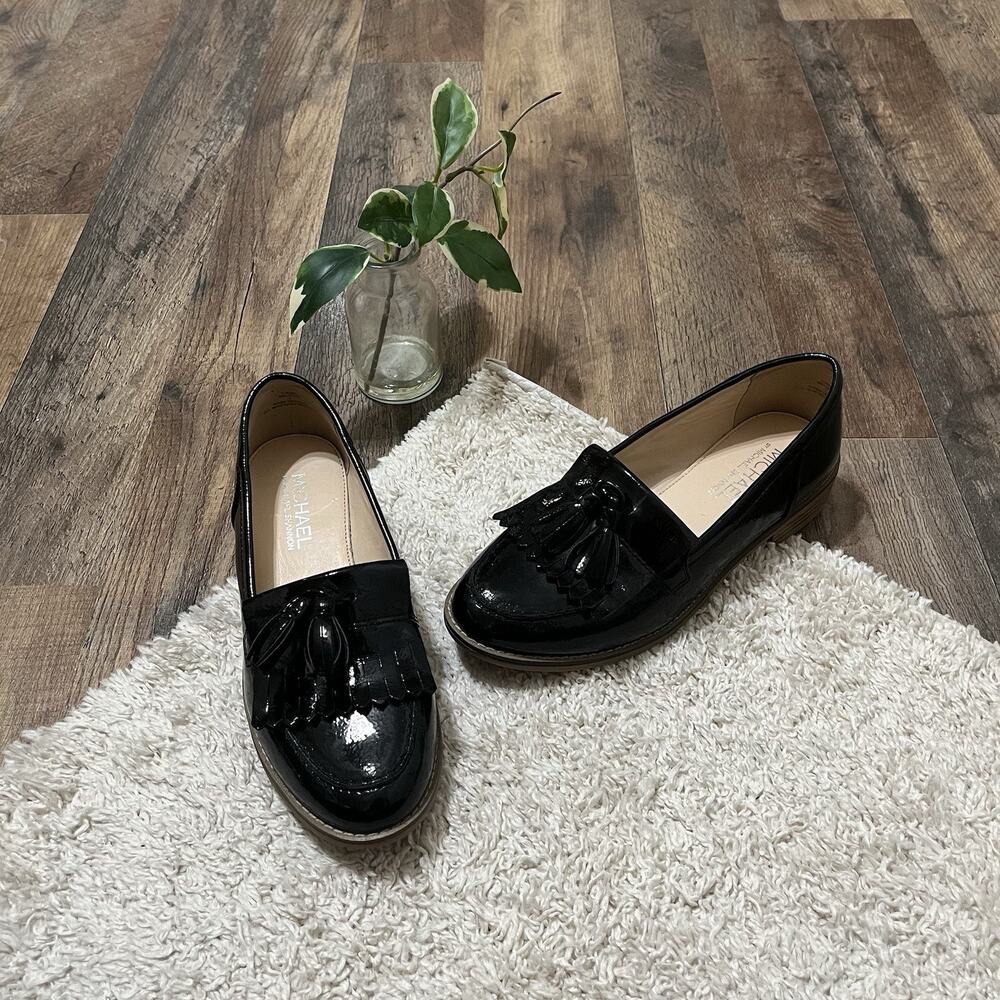 Michael Shannon Size 7 Black Patent Faux Leather Tassel Melodie Loafers